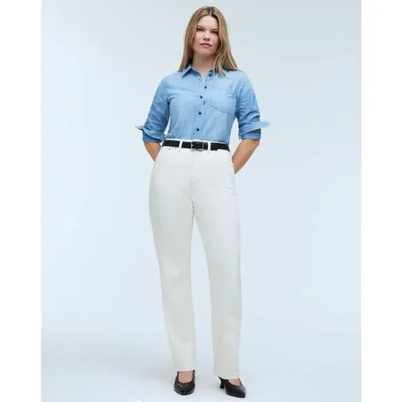 New Madewell The Curvy '90s Straight Jean Ivory Size W28 Tall - Picture 12 of 16